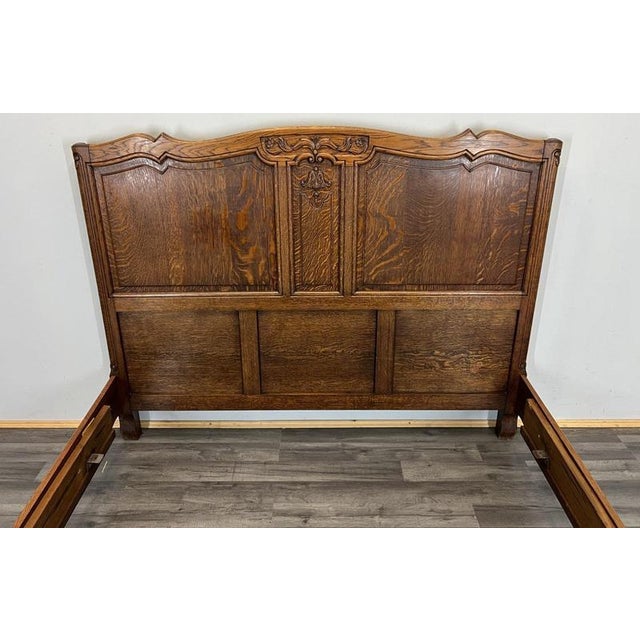 Vintage French Louis XVI Bed Frame in Oak For Sale - Image 6 of 12