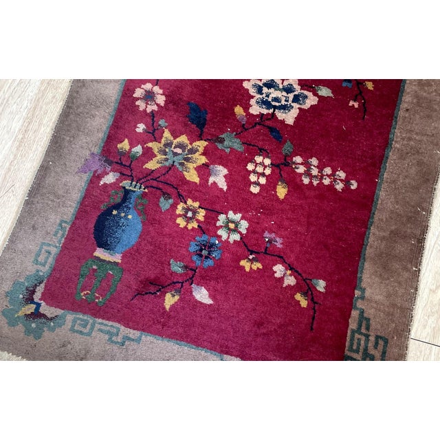 Antique Chinese Art Deco Rug 2.10' X 5.10' (86cm X 178cm) 1920s For Sale - Image 4 of 6