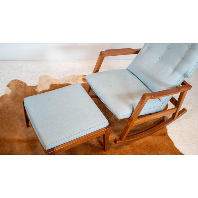 Design Within Reach Risom Rocker and Jens Ottoman, a Set For Sale - Image 15 of 18