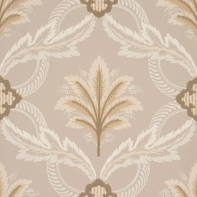 Schumacher Front Waltz Wallpaper In Taupe For Sale