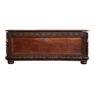 17th Century French Carved Trunk For Sale