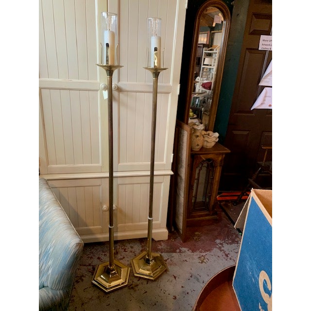 Vintage 1960s Pair of Brass Paschal Candle Holders Chairish