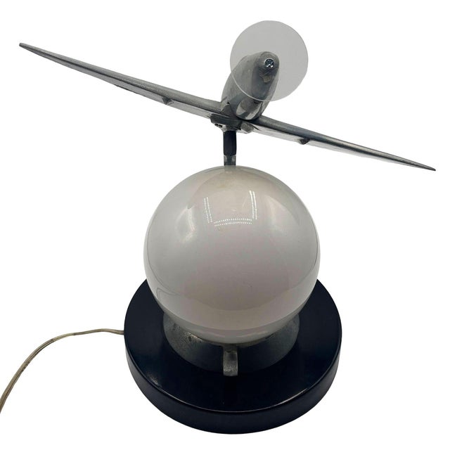1980s Art Deco Machined Age Aluminum Fighter Airplane Table Lamp by Sarsaparilla For Sale - Image 10 of 15
