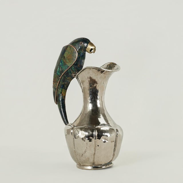 Mid-Century Modern Vintage Los Castillo Silver Plate Pitcher With Parrot For Sale - Image 3 of 10