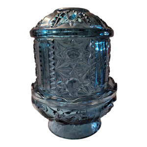 1960's Indiana Glass Colonial Blue Stars & Bars Fairy Lamp