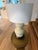 Cream Pottery Barn Double Gourd Cream Ceramic Table Lamp 26”x9” With 15”White Drum Shade For Sale - Image 8 of 8