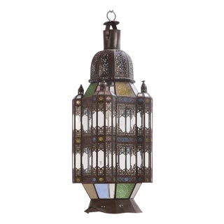 1960s Large Moroccan Tin Lantern For Sale