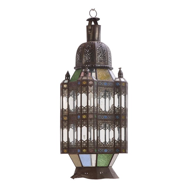1960s Large Moroccan Tin Lantern For Sale