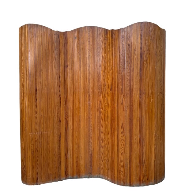 Baumann Style Slatted Screen in Pine, 1950s For Sale