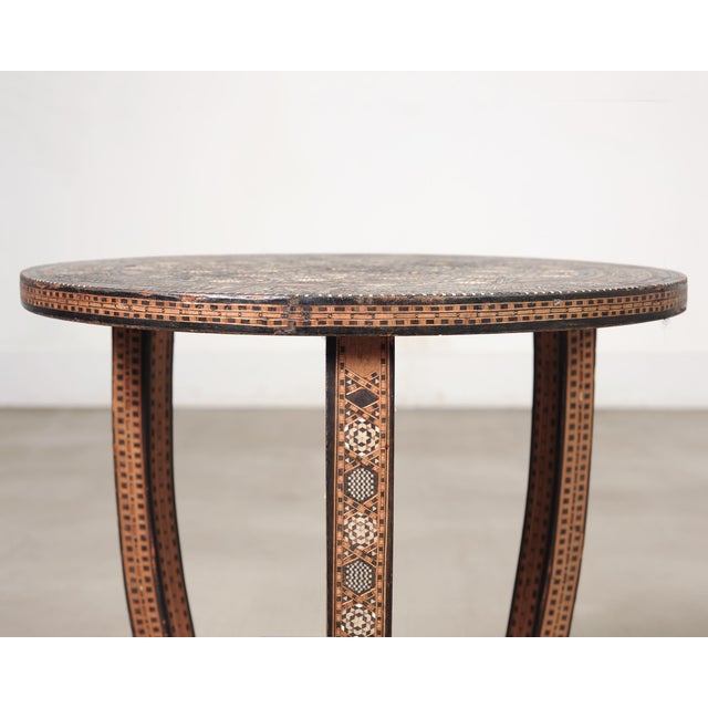 Brown Pair of Moorish Geometric Mother-of-Pearl Inlaid Drink Tables For Sale - Image 8 of 18