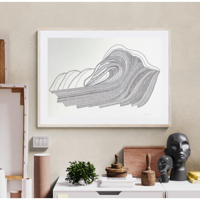 Original Contemporary Minimalist Abstract Wave Drawing 1 by Sarah