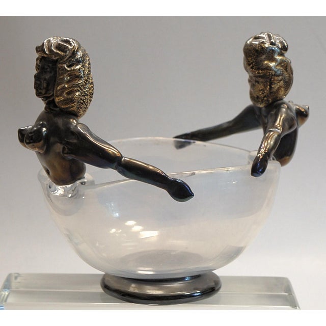 Iridescent Bowl with Figurine in Head Position attributed to Ercole Barovier, 1930s For Sale - Image 4 of 17