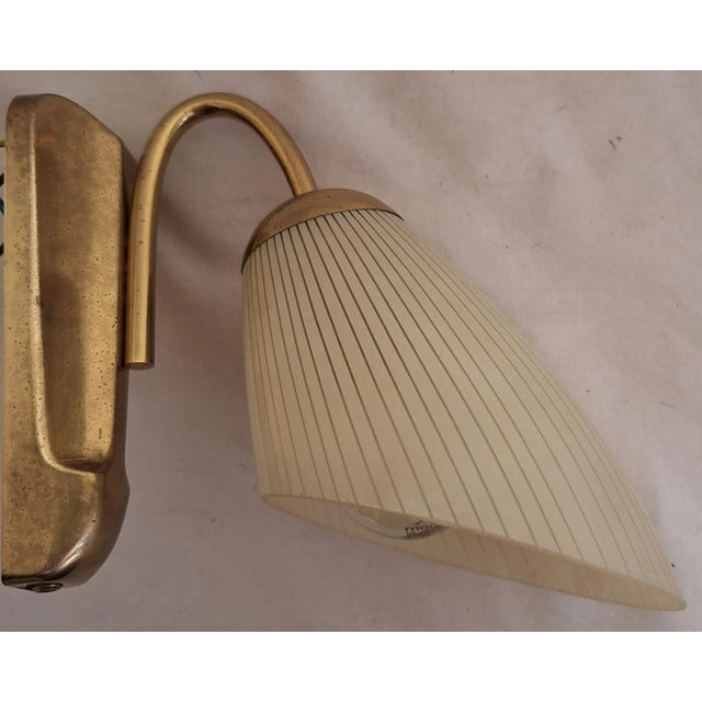 Cream Mid-Century Modern German Wall Lamp with Brass Frame, 1950s For Sale - Image 8 of 12