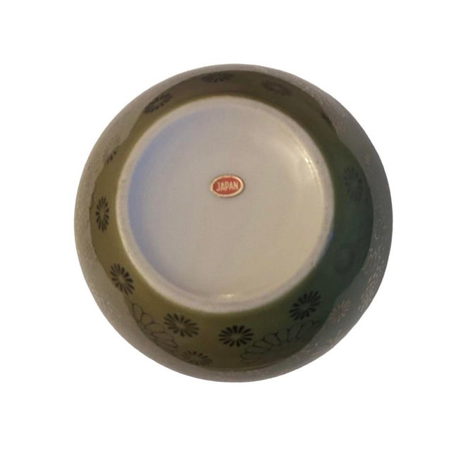 Gorgeous Mid-Century Modern Olive Green With Gold Japenese Bud Vase For Sale - Image 4 of 4