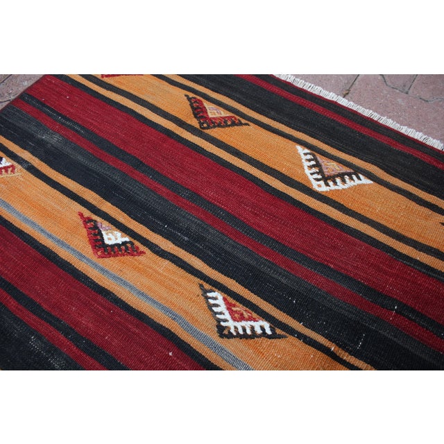 1960s Southwestern Red Striped Oushak Natural Kilim Rug For Sale - Image 11 of 13