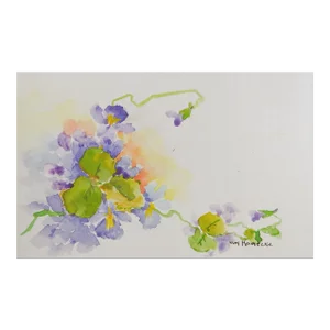 Tiny Vintage Violets Watercolor Painting