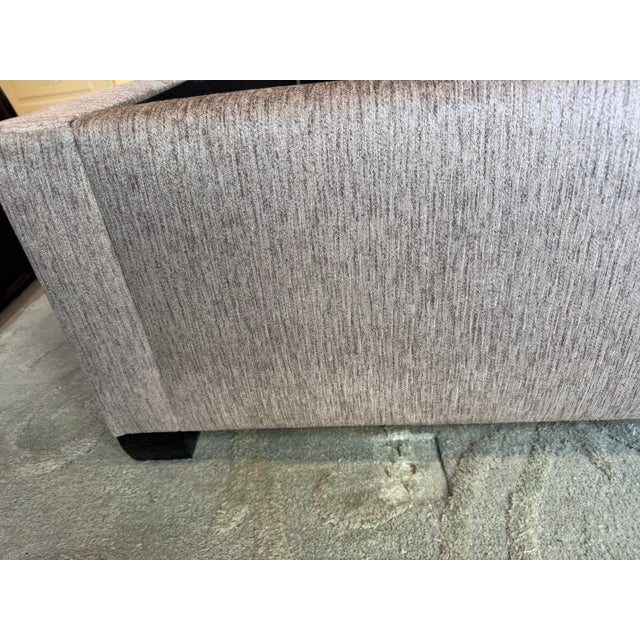 Textile Bernhardt Furniture Taupe Custom Upholstered Tufted Bedframe For Sale - Image 7 of 9