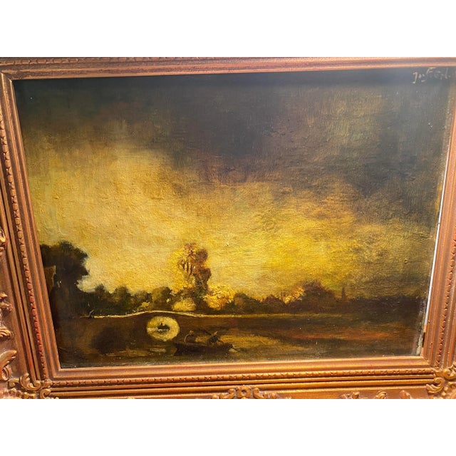 Antique Boat Watermen Oil Painting 19th Century For Sale - Image 4 of 8