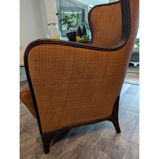 1970's Sculptural Mid-Century Modern Bentwood Lounge Chair With Cane Panels and Leather Seat For Sale - Image 10 of 13