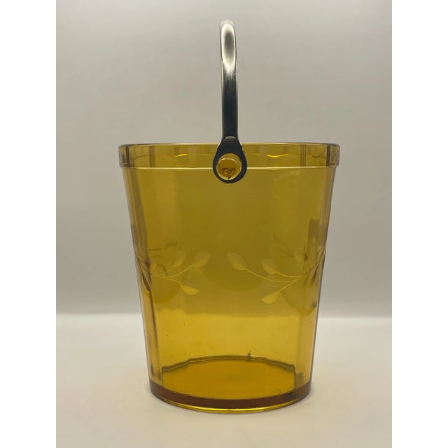 1930s 1930’s Amber Etched Glass Ice Bucket For Sale - Image 5 of 12