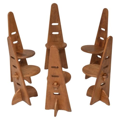 Chairs with Adjustable Seating Height in the style of Gijs Boelaars, 1973, Set of 6 For Sale - Image 12 of 12