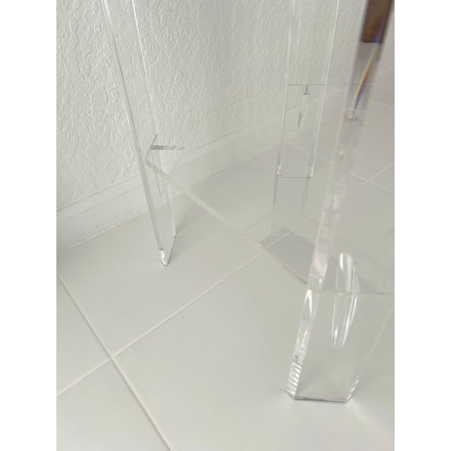 Mid-Century Lucite Mirror Occasional Side Table For Sale - Image 4 of 6