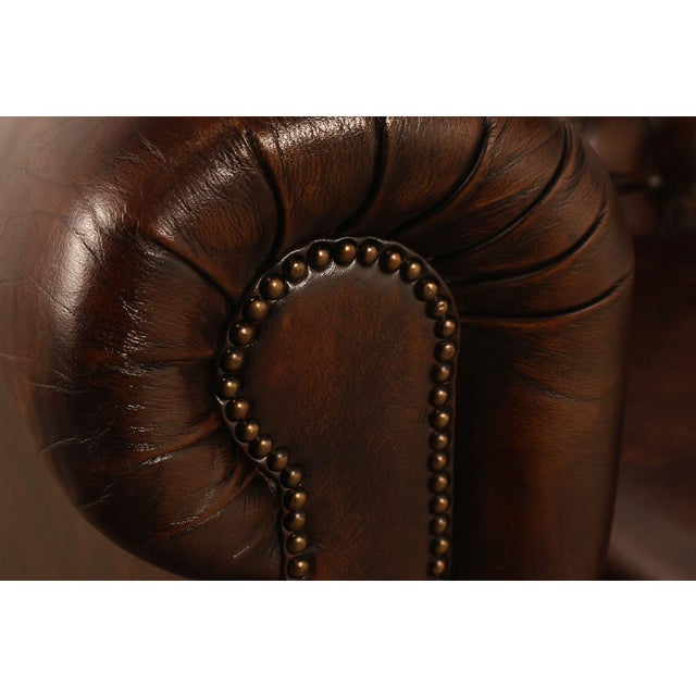 Chesterfield Style Tufted Brown Leather Sofa For Sale - Image 10 of 18