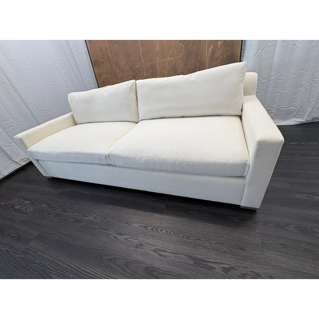Restoration Hardware Rh Belgian Track Arm 2-Cushion Sofa – 8' Luxe Depth Natural Performance Linen Weave | Down-Feather Fill For Sale - Image 4 of 18