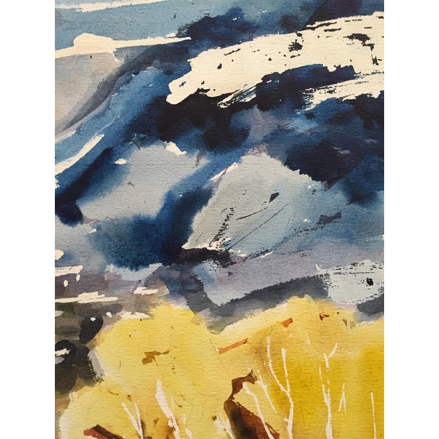 Thelma Corbin Moody Blue Mountains c. 1960's Gouache on Arches Paper 19 1/4" x 24 3/4", Unframed Unsigned Excellent...