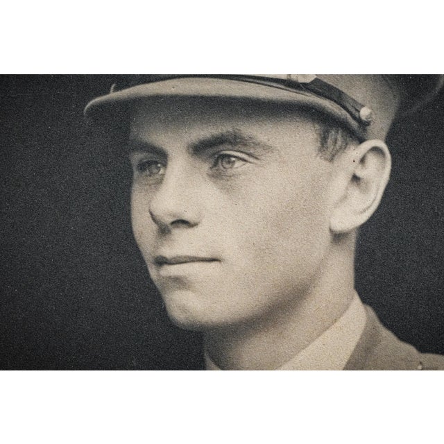 Animal Skin Captivating Original World War I Antique Leather Framed Studio Photograph Portrait of British Soldier in Uniform Militaria Home Decor For Sale - Image 7 of 10