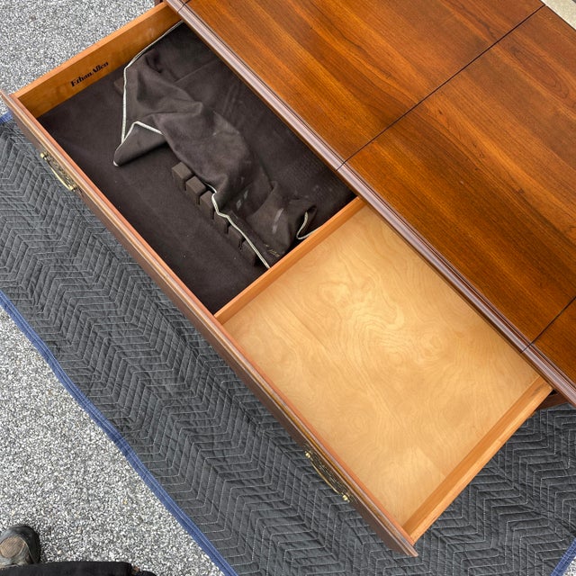 Ethan Allen 1970s Ethan Allen Georgian Court Chippendale Cherry Flip Top Server (11-6237) For Sale - Image 4 of 12