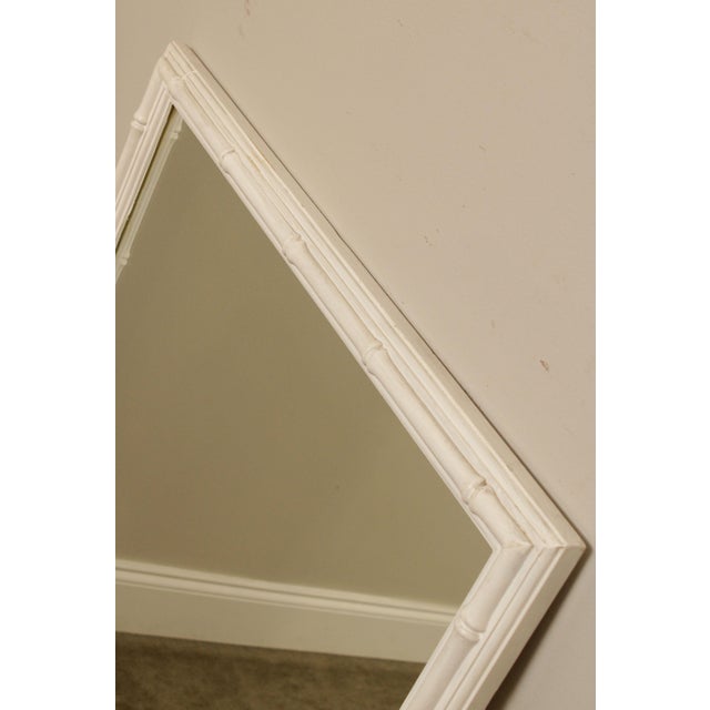 Paint Hollywood Regency Vintage White Painted Faux Bamboo Wall Mirror For Sale - Image 7 of 13
