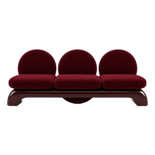 Eclipse Sofa in Bordeaux Lacquer and Velvet by Alexandre Ligios For Sale