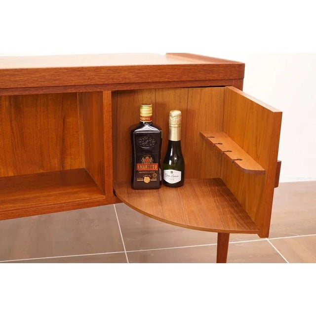 Brown Scandinavian Modern Teak Writing Desk by H. Brockmann Petersen for Poul M. Jessen, 1960s For Sale - Image 8 of 12