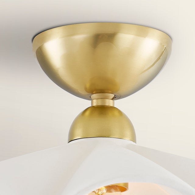 Mitzi Maisie 16 in. 1 Light Pendant in Aged Brass and Ceramic Rough Texture White Finish For Sale - Image 10 of 15