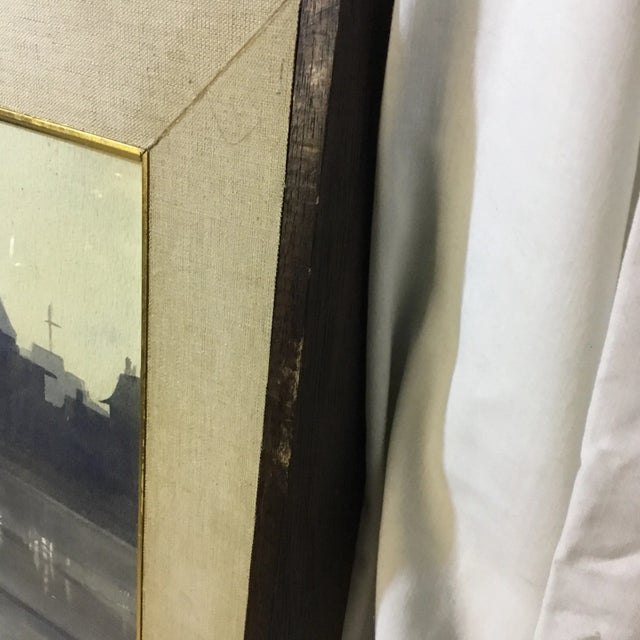 1970s Vintage Marion Morrison Wharf, Monterey Ca Signed Watercolor Painting For Sale - Image 9 of 13