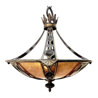 French Renaissance Revival Iron and Mica Pendant For Sale