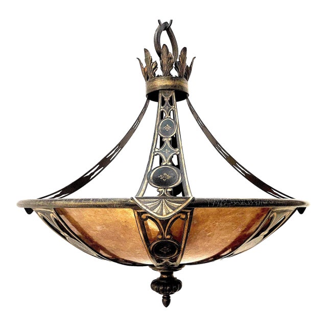 French Renaissance Revival Iron and Mica Pendant For Sale