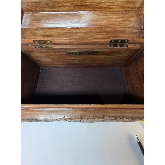Vintage Maitland-Smith Coconut Bark Domed Decorative Chest With Metal Accents For Sale - Image 9 of 11