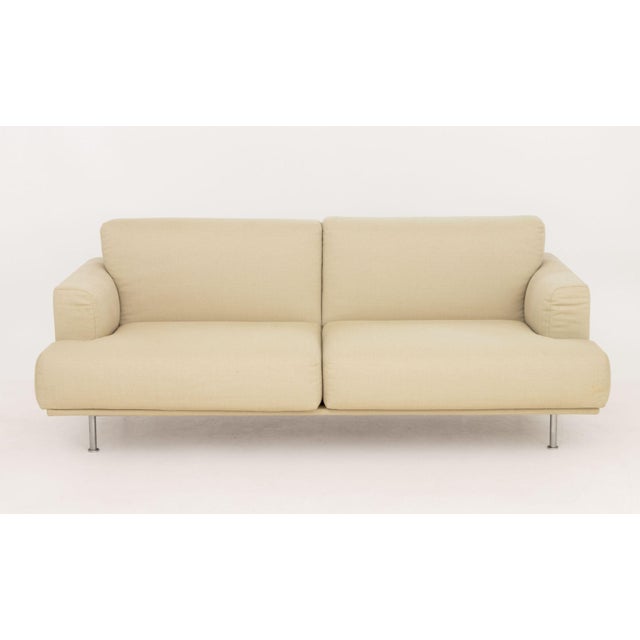 Piero Lissoni for Cassina "Nest" Sofa, beige fabric upholstery on steel tubular frame, label to underside. 32" H x 77" W x...