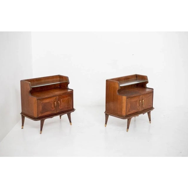 Mid-Century Italian Nightstands in Wood and Glass, 1950s, Set of 2 For Sale - Image 12 of 12