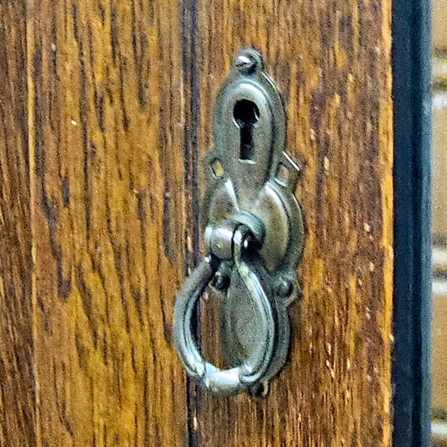 Arts & Crafts Carved Oak Wardrobe Armoire With Mirror Door, 76" For Sale - Image 13 of 15