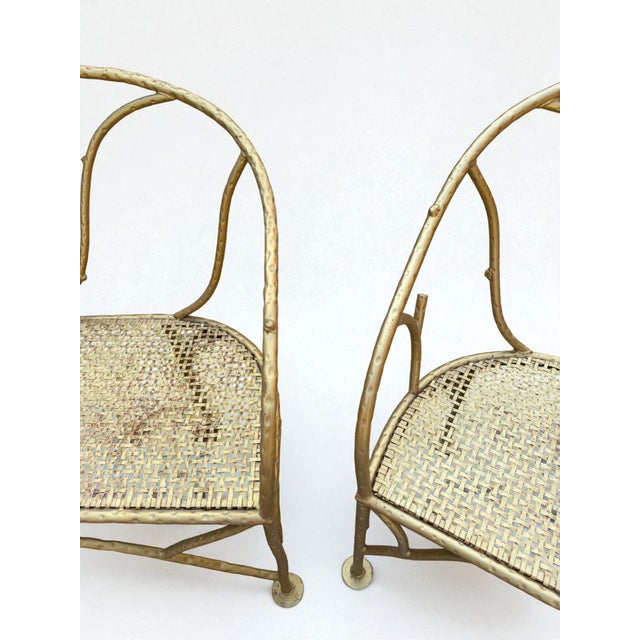 Mid 20th Century Vintage Solid Iron Signed "Winterthur" Faux Bois Settee Sofa & Chairs Set For Sale - Image 5 of 9