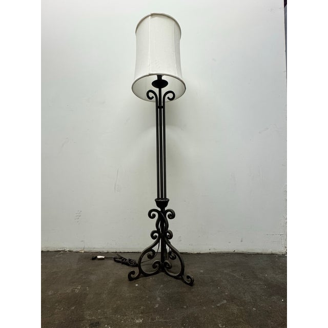 Vintage Art and Craft/Spanish Style Iron Work Floor Lamp For Sale - Image 10 of 12