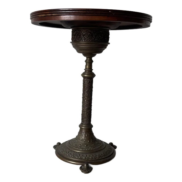 1980s Vintage Regency Style Side Table – Burlwood Top With Brass Base For Sale