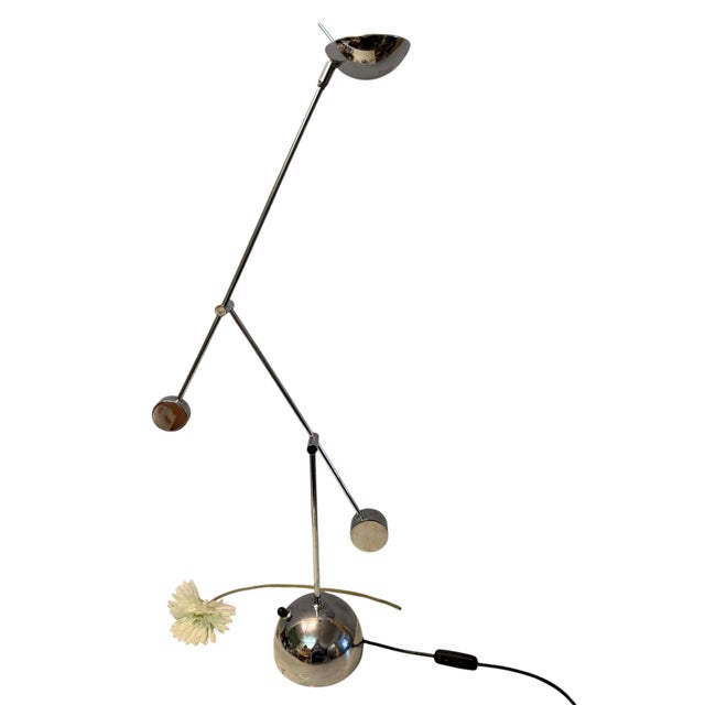 Silver Minimalist Counterweight Desk Lamp in Chrome from Sölken Leuchten, 1970s For Sale - Image 8 of 18