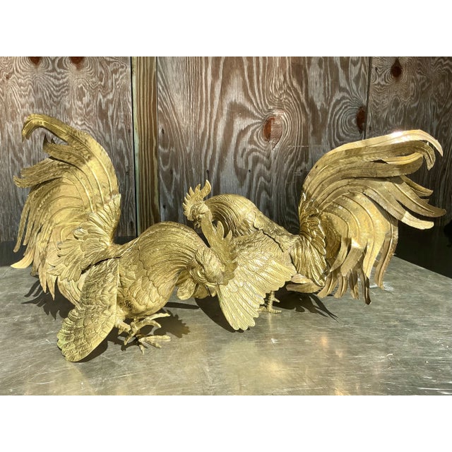 Vintage Boho Brass Roosters - a Pair For Sale In West Palm - Image 6 of 11
