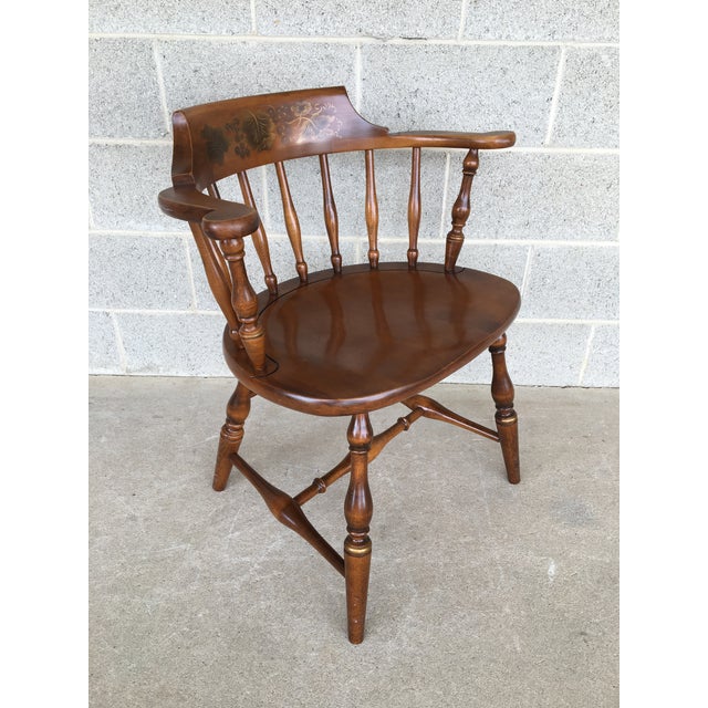 L. Hitchcock Harvest Paint Decorated Solid Maple Captain's Chair Chairish
