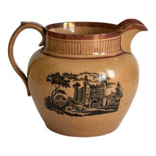 Early 19th Century English Sunderland Lustreware Landscape Pitcher For Sale