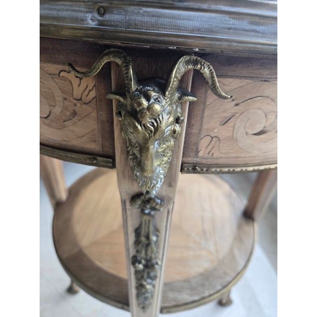 French Louis 16th Style Bronze, Marble and Wood Gueridon Table For Sale - Image 4 of 13